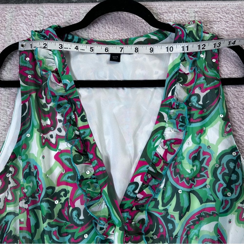 NWT Boston Proper Palma De Scrolls Ruffle Tiered Floral Green Maxi Dress XL - Picture 8 of 14